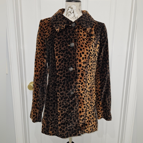 Rafaella Velvet Leopard Teddy Jacket, Size 10 - Picture 2 of 11